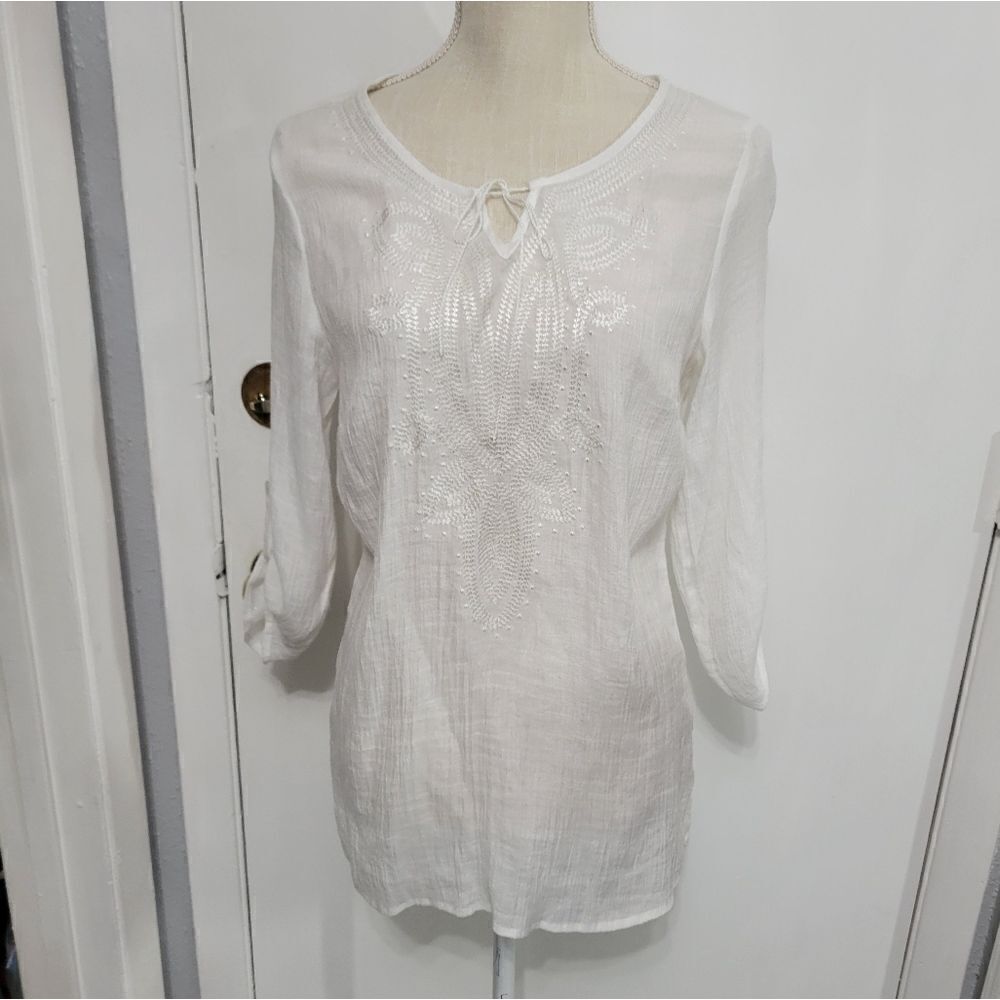 AB studio white linen blouse